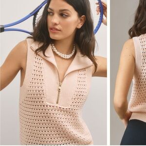 Anthropologie Varley Bains Half Zip Knit Tank